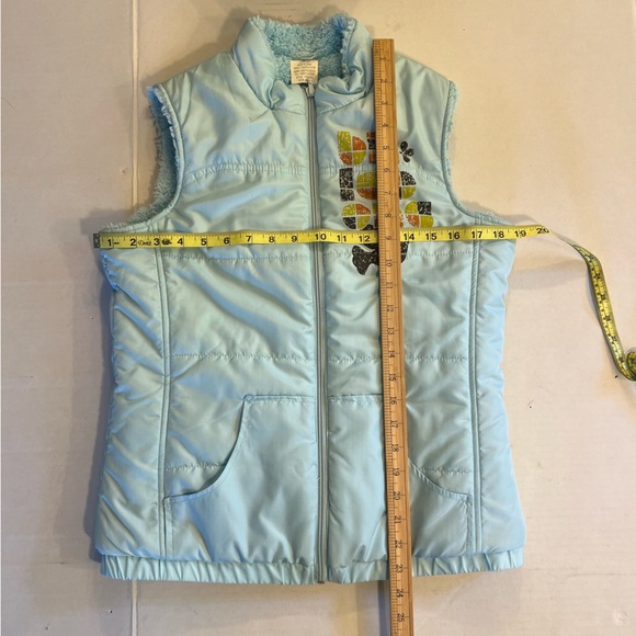 Billabong Puffer Vest Light Blue Reversible Peace Dove Love Graphic Medium - Picture 9 of 10